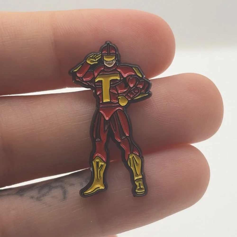 Jingle All The Way Turbo Man Christmas Movie Holidays Action Figure Lapel Pin